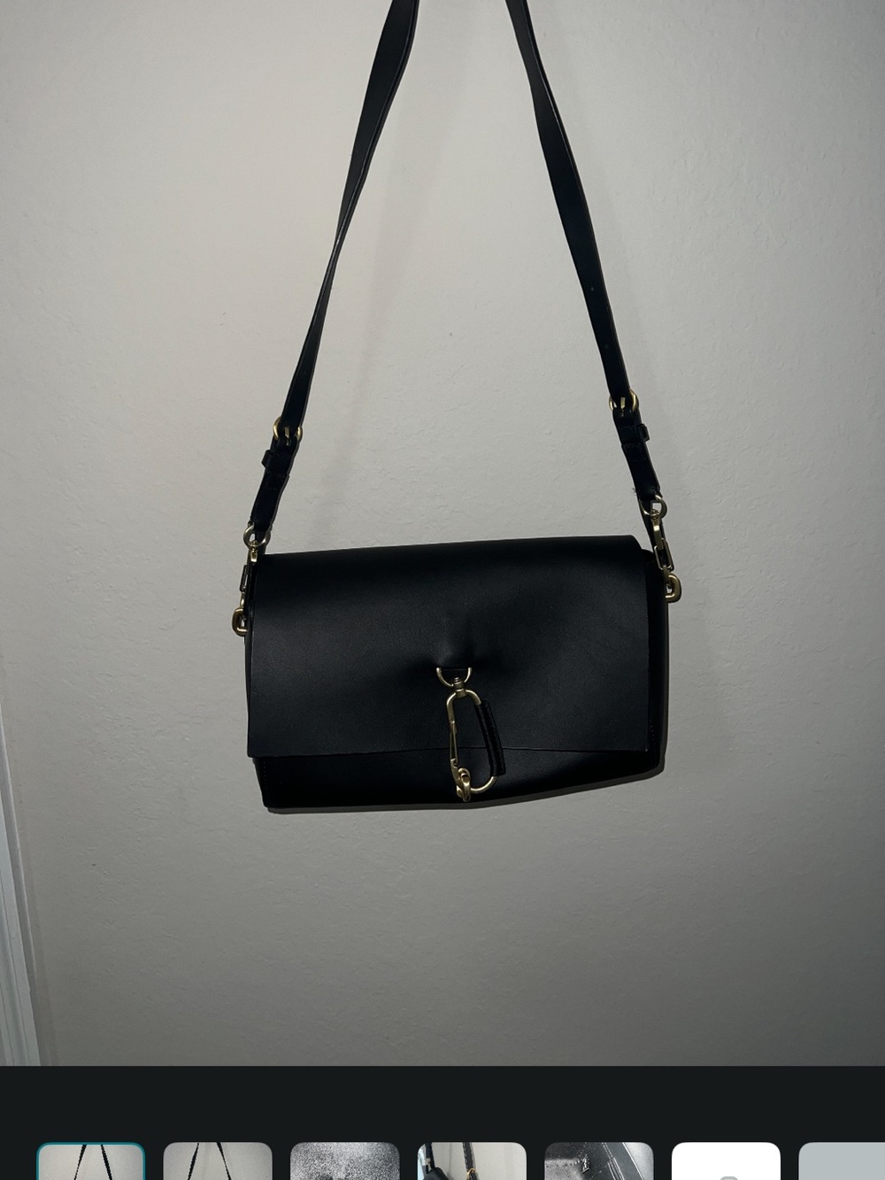 Zac Zac Posen Black Leather Crossbody with Gold Clasp